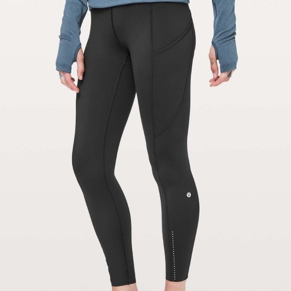 lululemon athletica Pants - Lululemon Fast & Free 7/8 Tight II *Nulux 25”. Sz 6.  Black w/ Reflective Detail